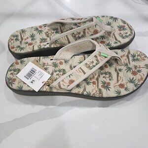 Sanuk Mens U Furreal St Flip Flops With Jungle Print Size 14/15 Eco-Friendly Com